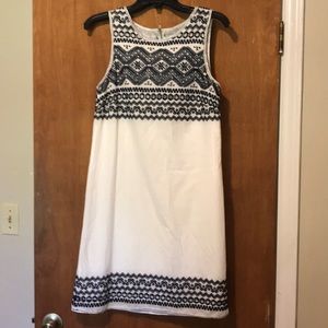 White and navy summer dress! Linen!
